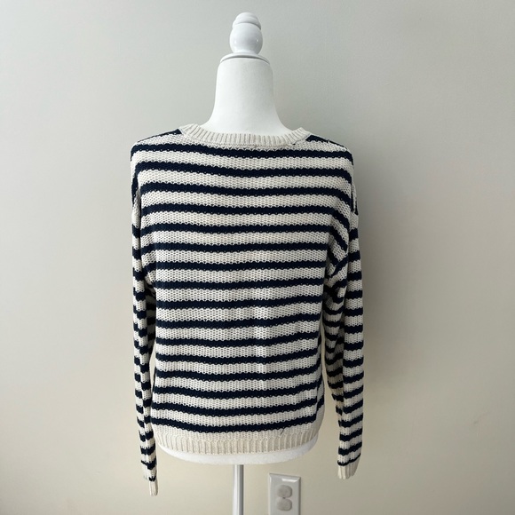 Cyrus Navy and Cream Striped Sweater- Large - Picture 3 of 6